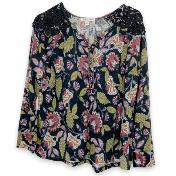 Vintage America Floral Lace Embellished Blouse XL - Picture 1 of 5